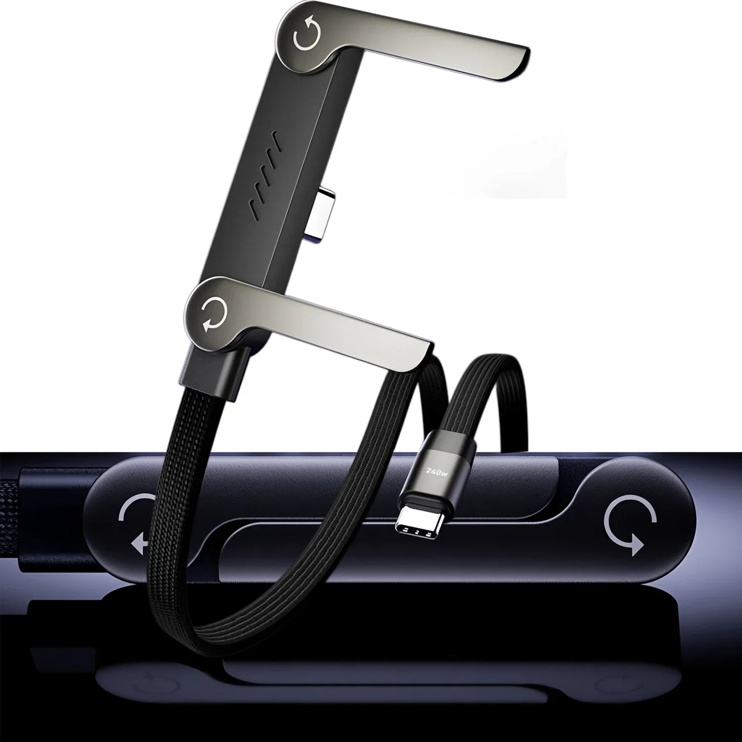 Fast Charging Foldable Metal Phone Holder Data Cable